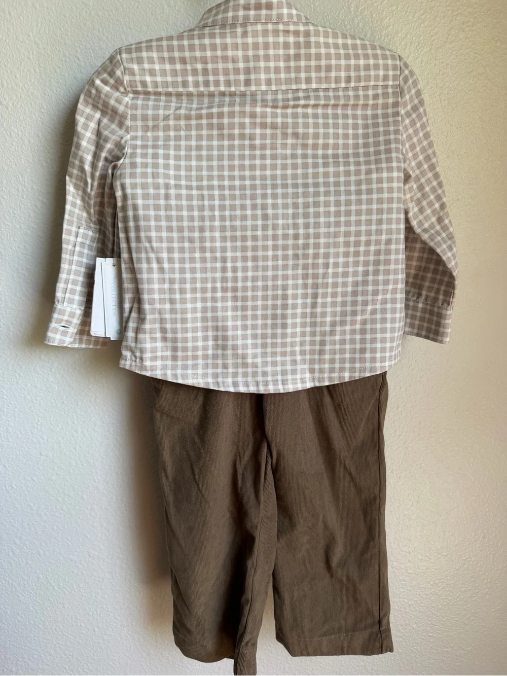 NWT Edgehill Collection Check Mandarin Collar Long Sleeve Shirt and Pant 2T